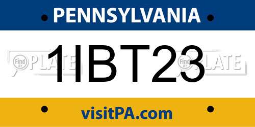 1IBT23 Pennsylvania License Plate