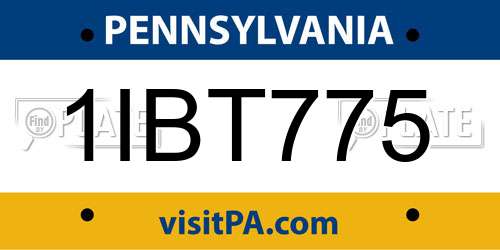 1IBT775 Pennsylvania License Plate