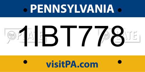 1IBT778 Pennsylvania License Plate
