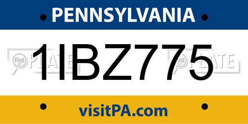 1IBZ775 Pennsylvania License Plate