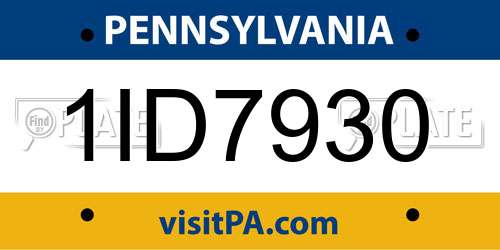 1ID7930 Pennsylvania License Plate