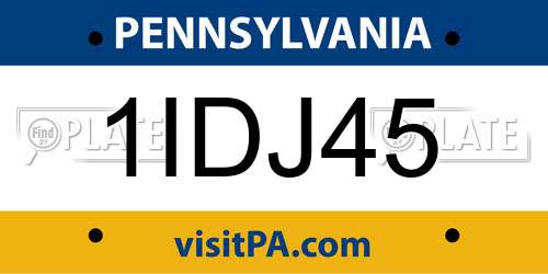 1IDJ45 Pennsylvania License Plate