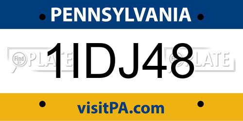 1IDJ48 Pennsylvania License Plate