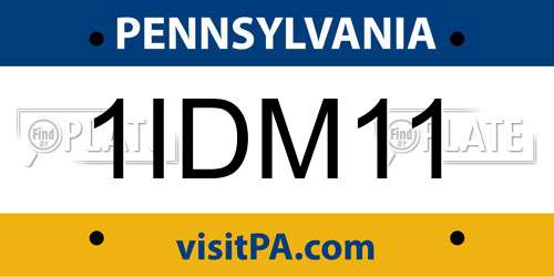 1IDM11 Pennsylvania License Plate