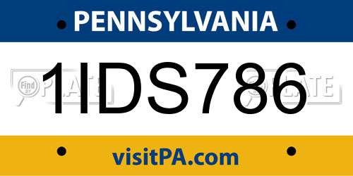 1IDS786 Pennsylvania License Plate