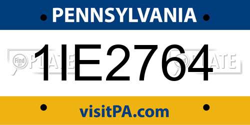 1IE2764 Pennsylvania License Plate
