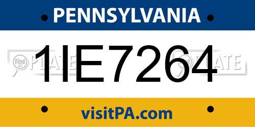 1IE7264 Pennsylvania License Plate