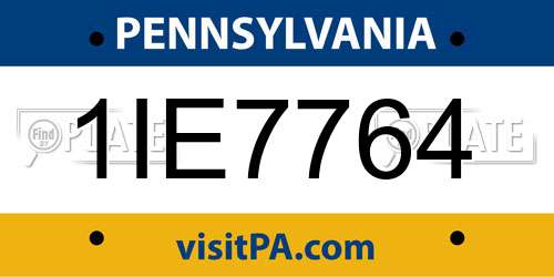 1IE7764 Pennsylvania License Plate