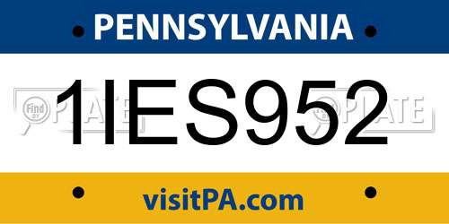 1IES952 Pennsylvania License Plate