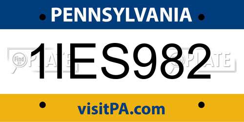 1IES982 Pennsylvania License Plate