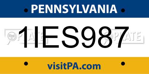 1IES987 Pennsylvania License Plate