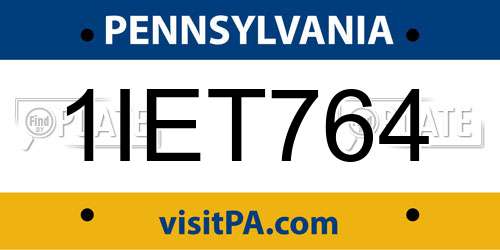 1IET764 Pennsylvania License Plate