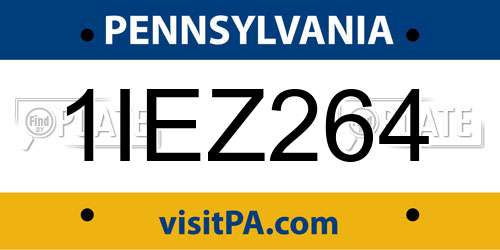 1IEZ264 Pennsylvania License Plate