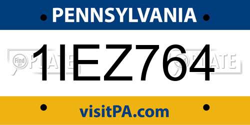 1IEZ764 Pennsylvania License Plate