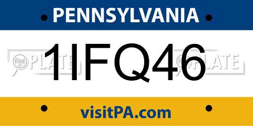1IFQ46 Pennsylvania License Plate
