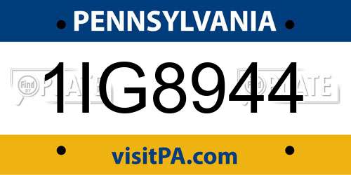 1IG8944 Pennsylvania License Plate