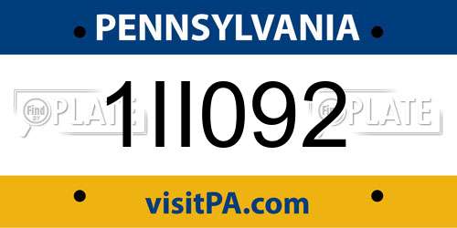1II092 Pennsylvania License Plate