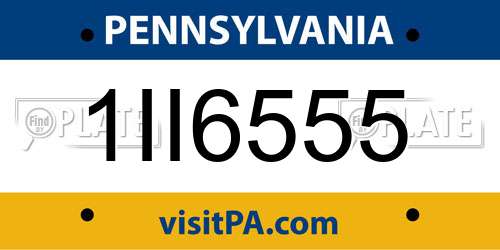 1II6555 Pennsylvania License Plate