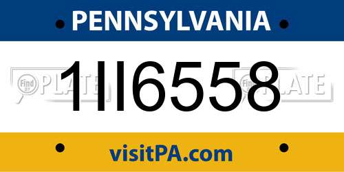 1II6558 Pennsylvania License Plate