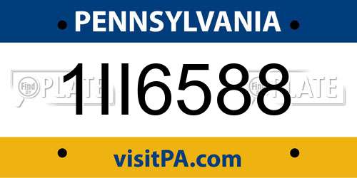1II6588 Pennsylvania License Plate