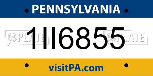 1II6855 Pennsylvania License Plate