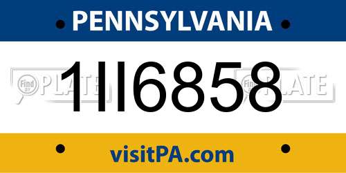 1II6858 Pennsylvania License Plate