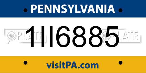 1II6885 Pennsylvania License Plate