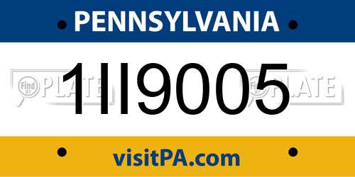 1II9005 Pennsylvania License Plate