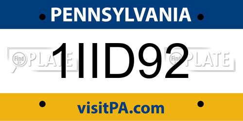1IID92 Pennsylvania License Plate