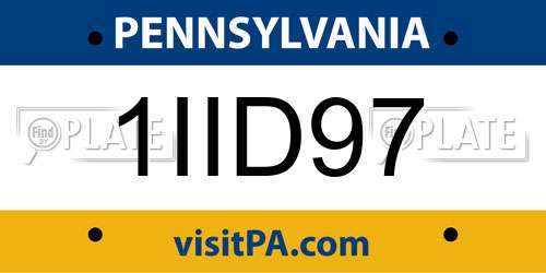 1IID97 Pennsylvania License Plate