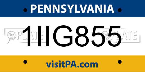 1IIG855 Pennsylvania License Plate