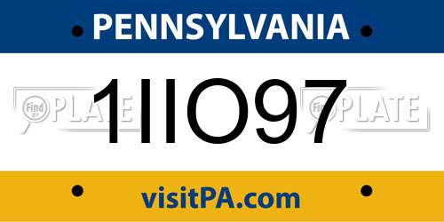1IIO97 Pennsylvania License Plate