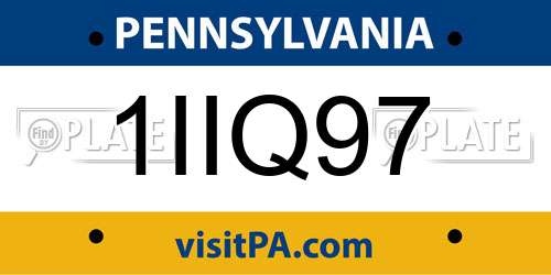 1IIQ97 Pennsylvania License Plate