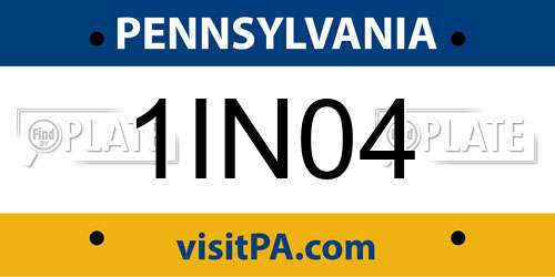1IN04 Pennsylvania License Plate