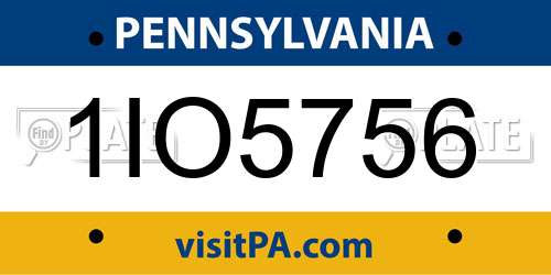 1IO5756 Pennsylvania License Plate