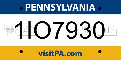 1IO7930 Pennsylvania License Plate