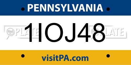 1IOJ48 Pennsylvania License Plate