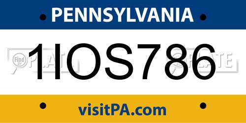 1IOS786 Pennsylvania License Plate