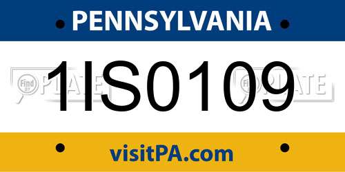 1IS0109 Pennsylvania License Plate