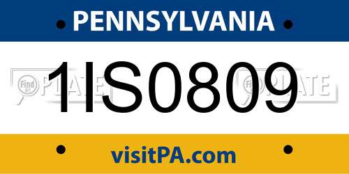 1IS0809 Pennsylvania License Plate