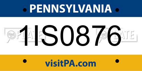 1IS0876 Pennsylvania License Plate