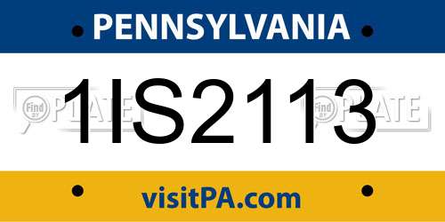 1IS2113 Pennsylvania License Plate