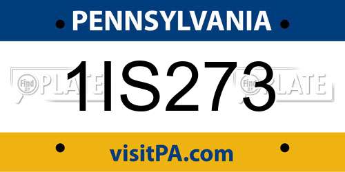 1IS273 Pennsylvania License Plate