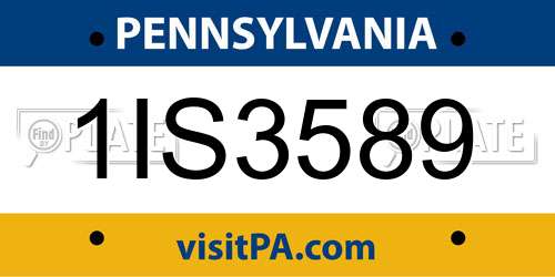 1IS3589 Pennsylvania License Plate
