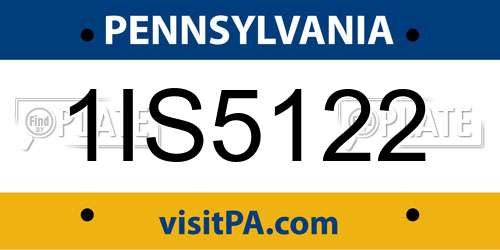 1IS5122 Pennsylvania License Plate