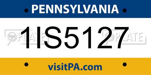 1IS5127 Pennsylvania License Plate
