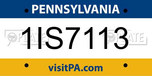 1IS7113 Pennsylvania License Plate