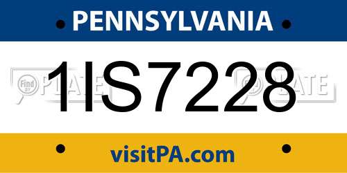 1IS7228 Pennsylvania License Plate