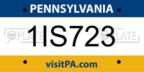 1IS723 Pennsylvania License Plate