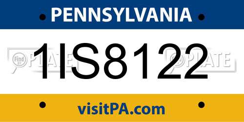 1IS8122 Pennsylvania License Plate